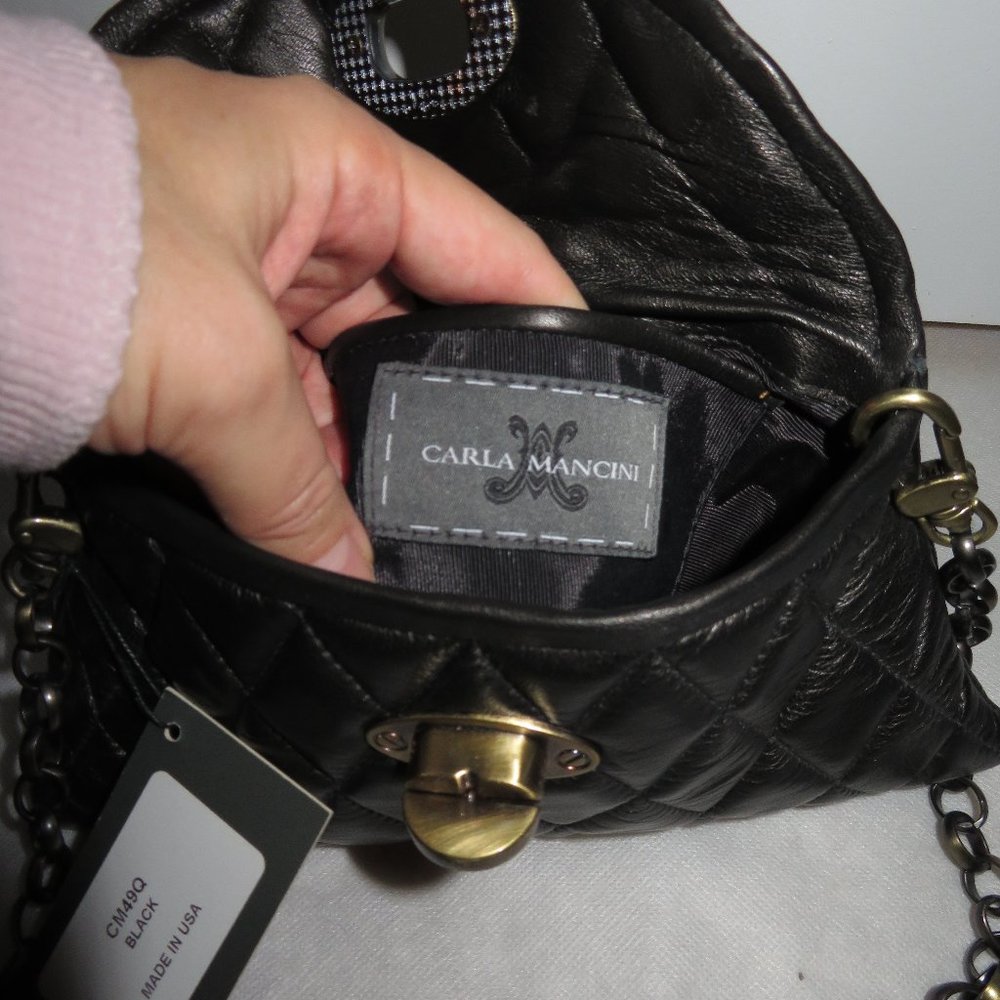 Carla Mancini Black Quilted Leather Clutch - Picture 9 of 10